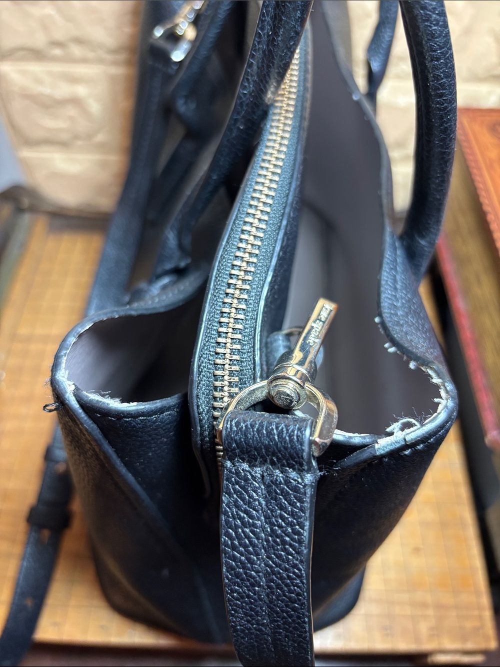 kate spade Black Pebble Leather Tote with Heart Charm - Picture 5 of 17
